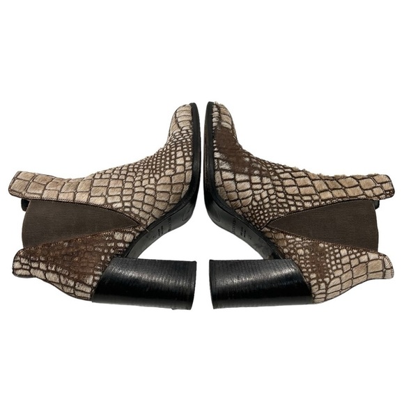 Ducanero Tan Brown Pony Hair Point Toe Leather Block Heel Booties Women’s 40 - Picture 11 of 15